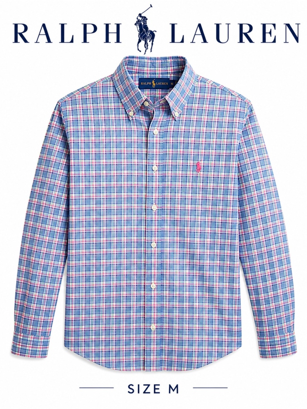 Ralph Lauren Blue and Pink Plaid Button-Down Shirt